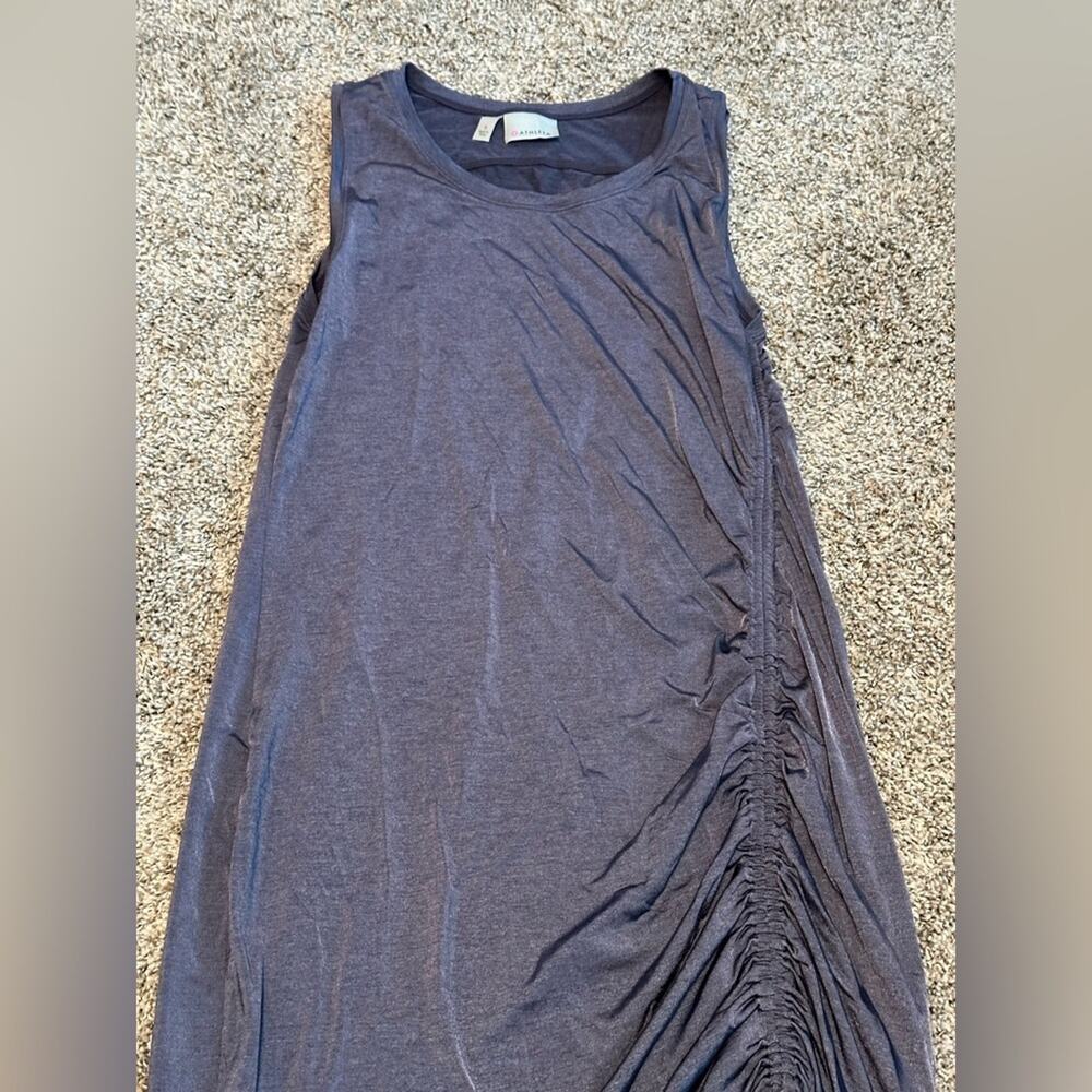 Athleta Grey Ruched Midi Dress EUC Size Small - Picture 2 of 9